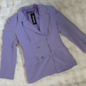 Boohoo Lilac Double Breasted Military Blazer